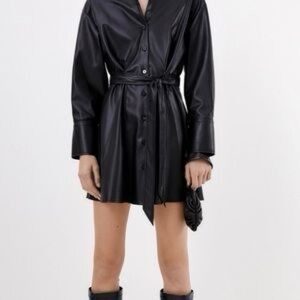 ZARA FAUX LEATHER BELTED DRESS 8514 353